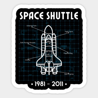 Space Shuttle Rocket Blueprint Spaceship Sticker